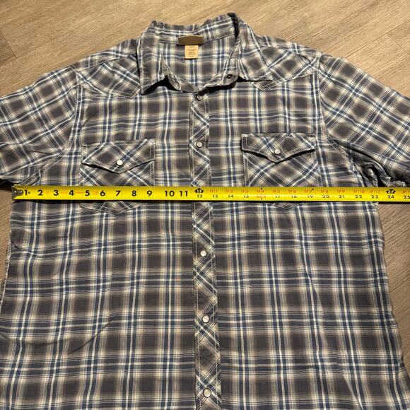 Roebuck & Co Mens XL Blue Gray Plaid Western Pearl Snap Shirt 100% Cotton - Picture 10 of 11